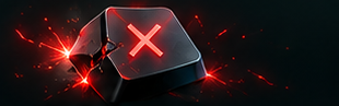 Red broken keycap with a cross