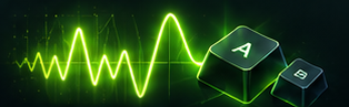 Green waveform beside two keycaps