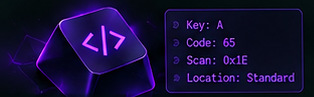 Purple code keycap with key information